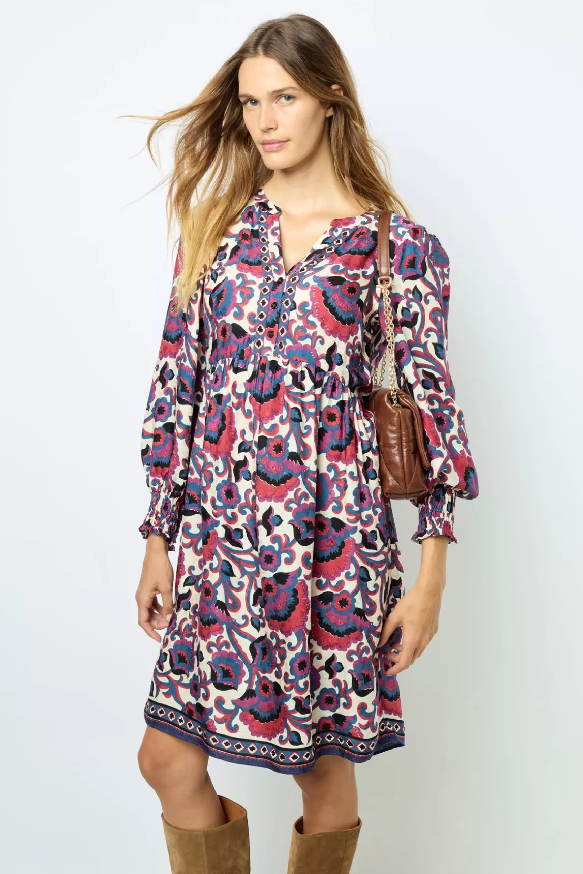 Sale Gerard Darel Print mini dress - SAMIA Naturel