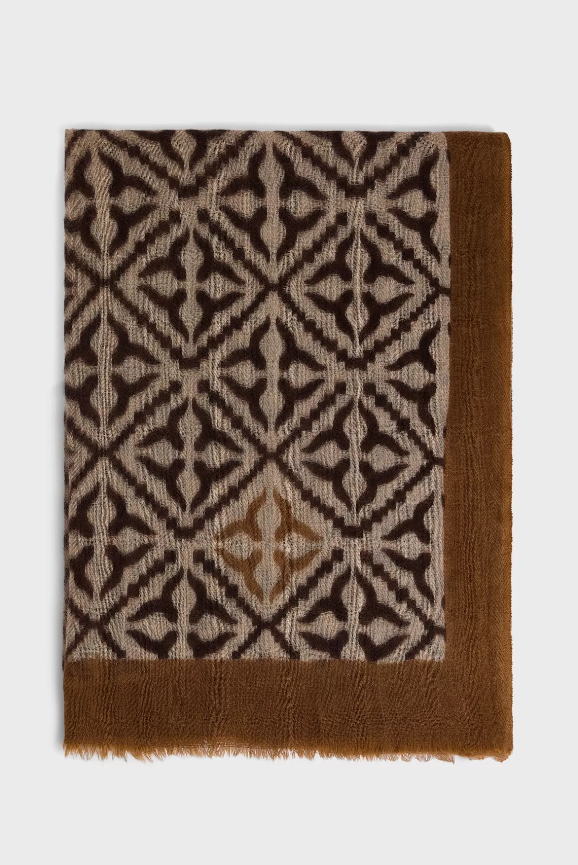 Flash Sale Gerard Darel Printed wool and cashmere scarf - DYLANE Caramel