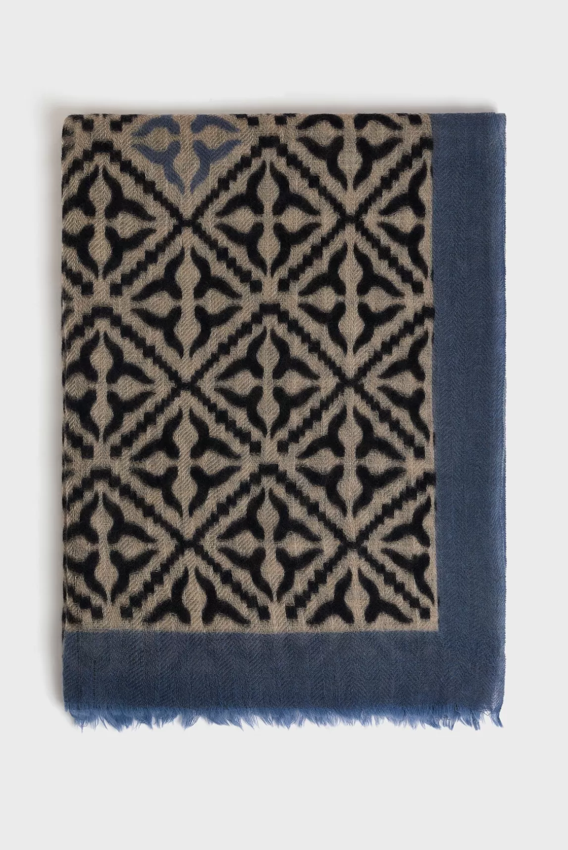 New Gerard Darel Printed wool and cashmere scarf - DYLANE Bleuciel