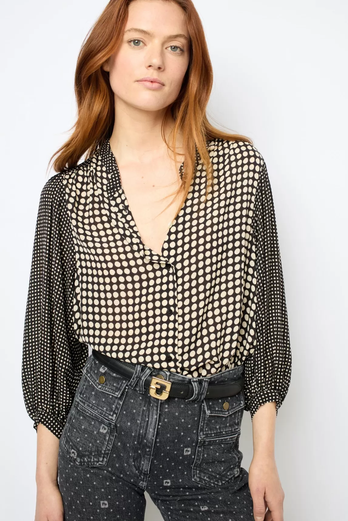 Sale Gerard Darel Shirt with a mix of dots - NARIN Noir