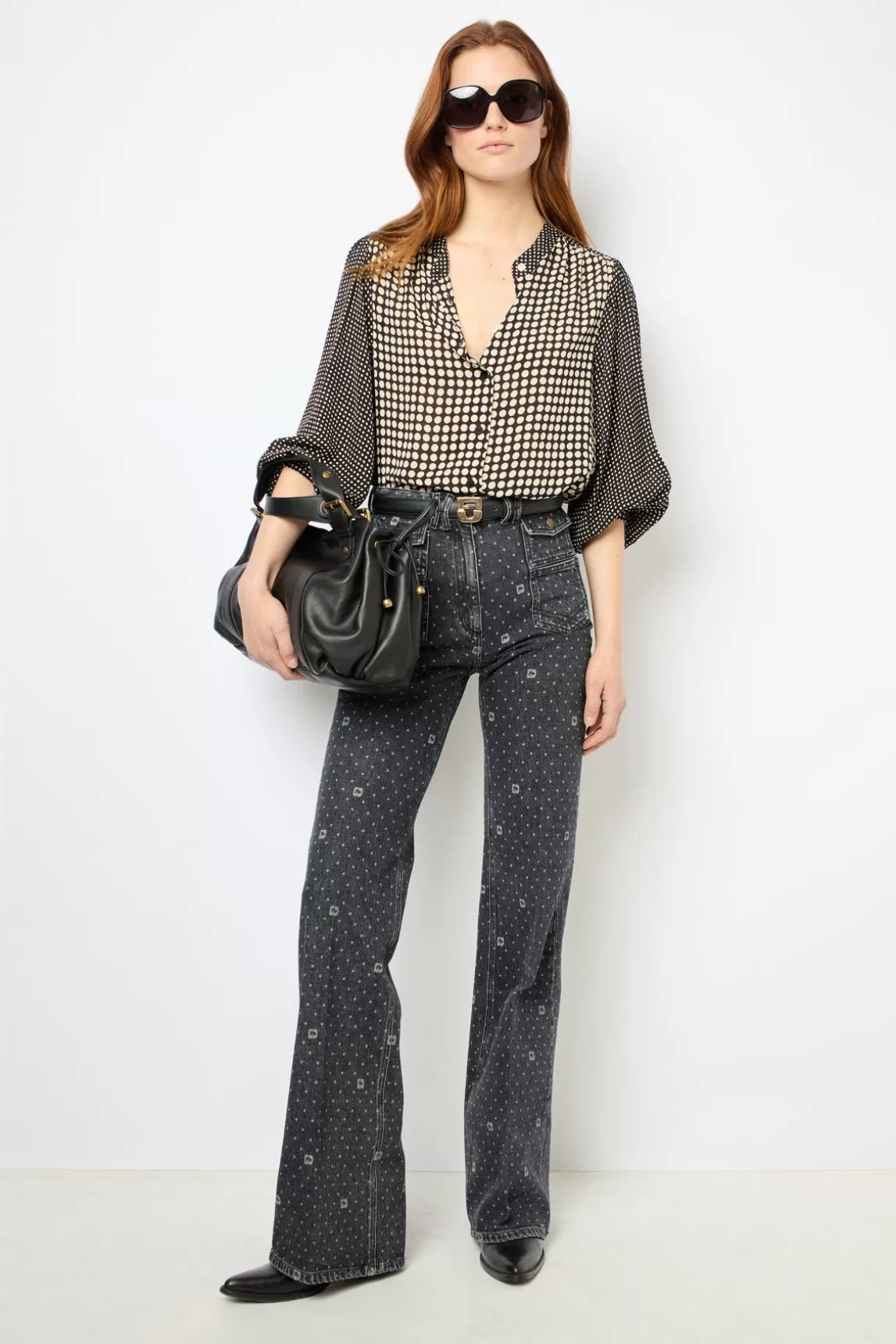 Sale Gerard Darel Shirt with a mix of dots - NARIN Noir