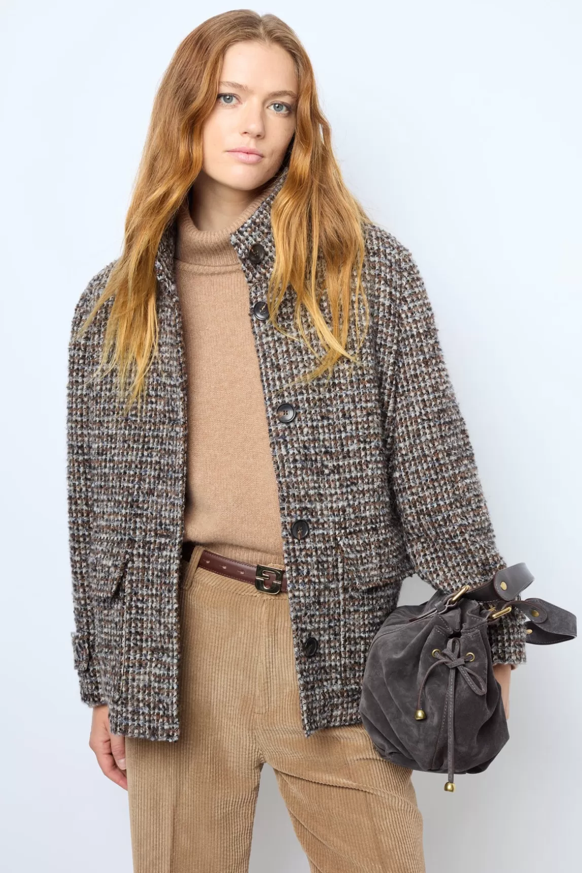 Best Sale Gerard Darel Short check coat - LEONTINE Marron