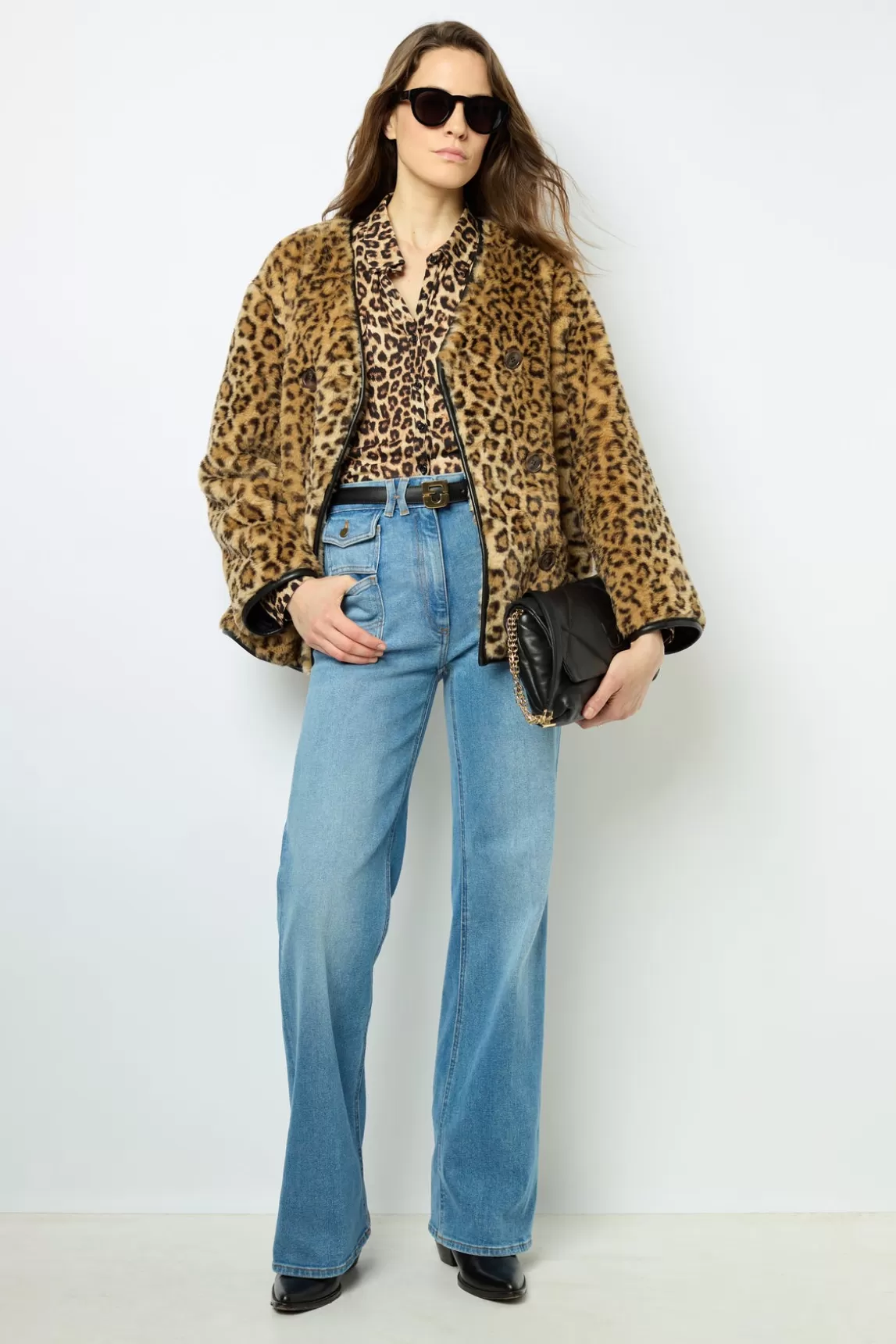 Cheap Gerard Darel Short coat with leopard print - LAISSA Paille