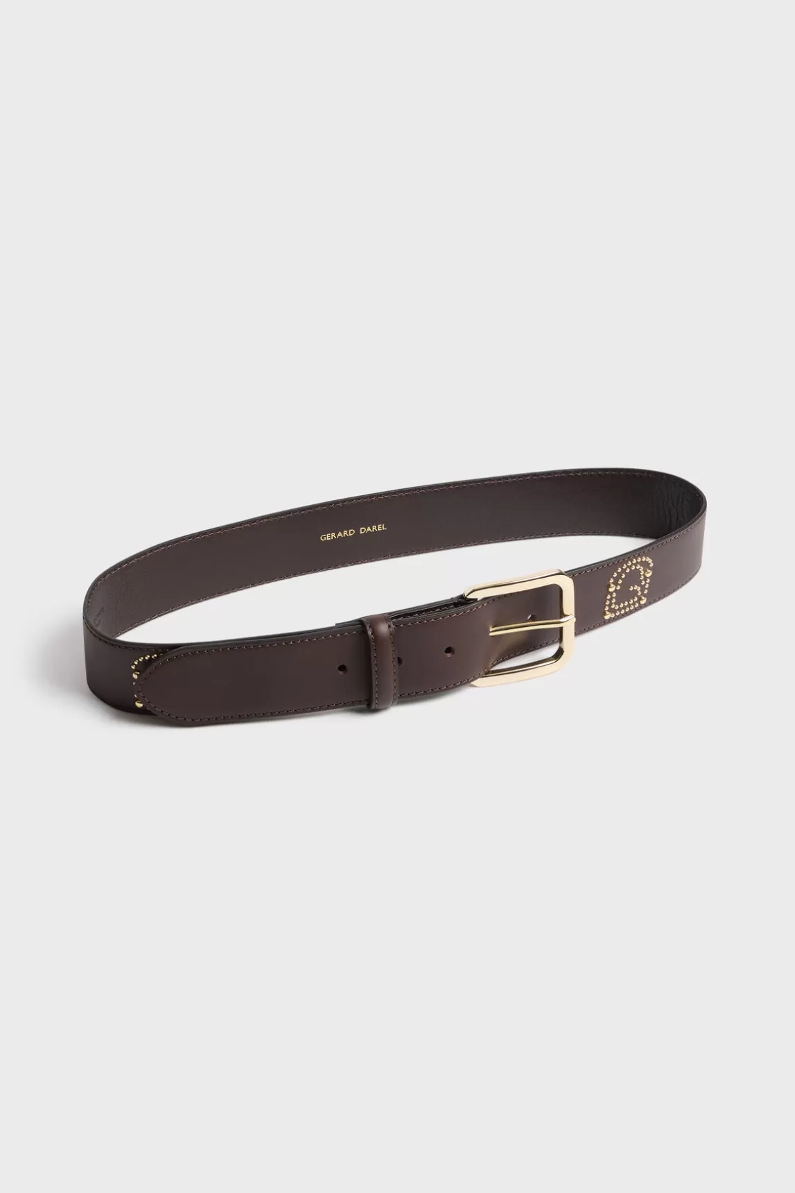 Hot Gerard Darel Signature leather belt with studs - LE MAY Coffee