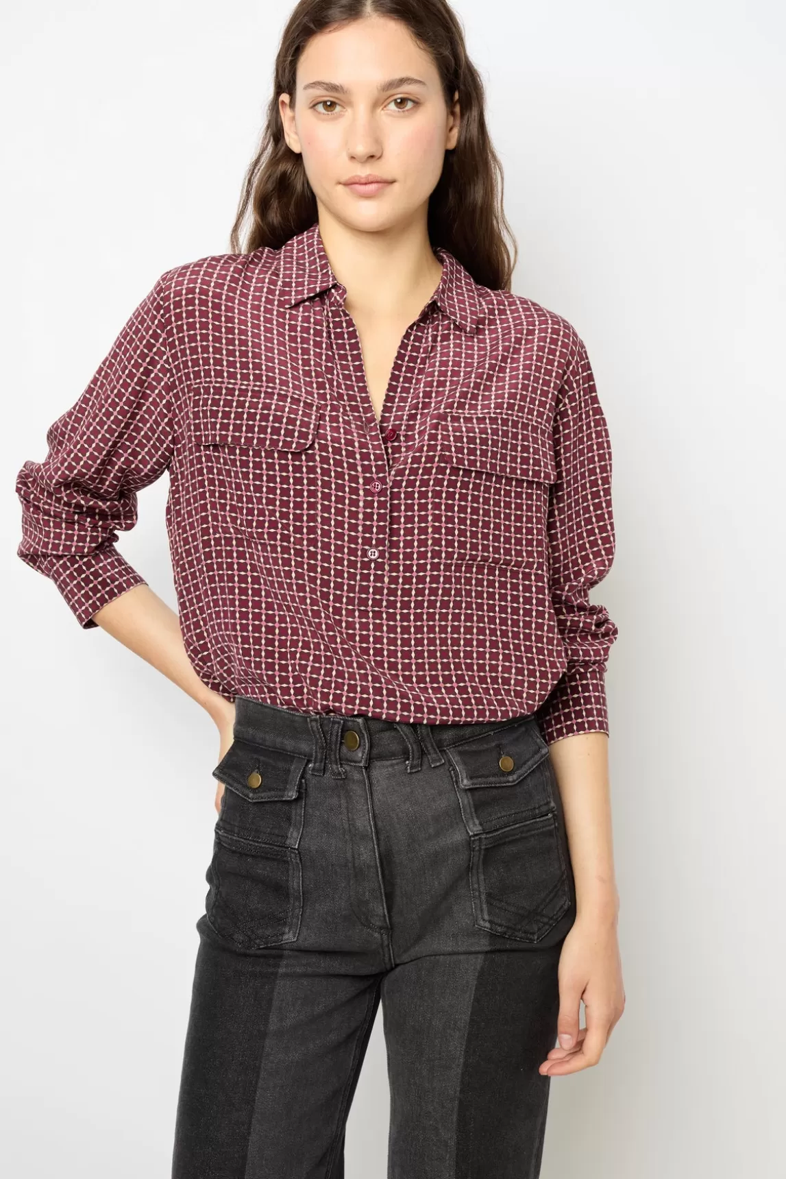 Online Gerard Darel Silk printed blouse - BERNADETTE Bordeaux