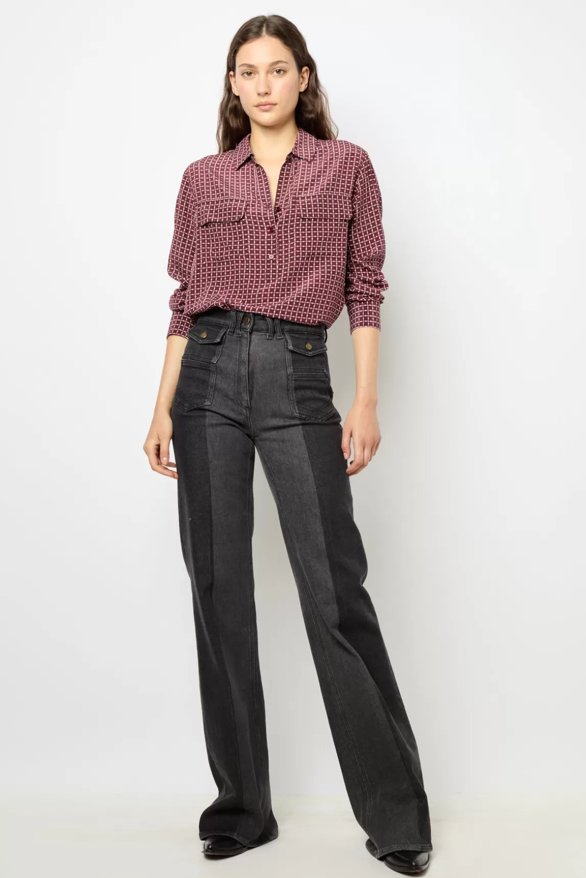 Online Gerard Darel Silk printed blouse - BERNADETTE Bordeaux