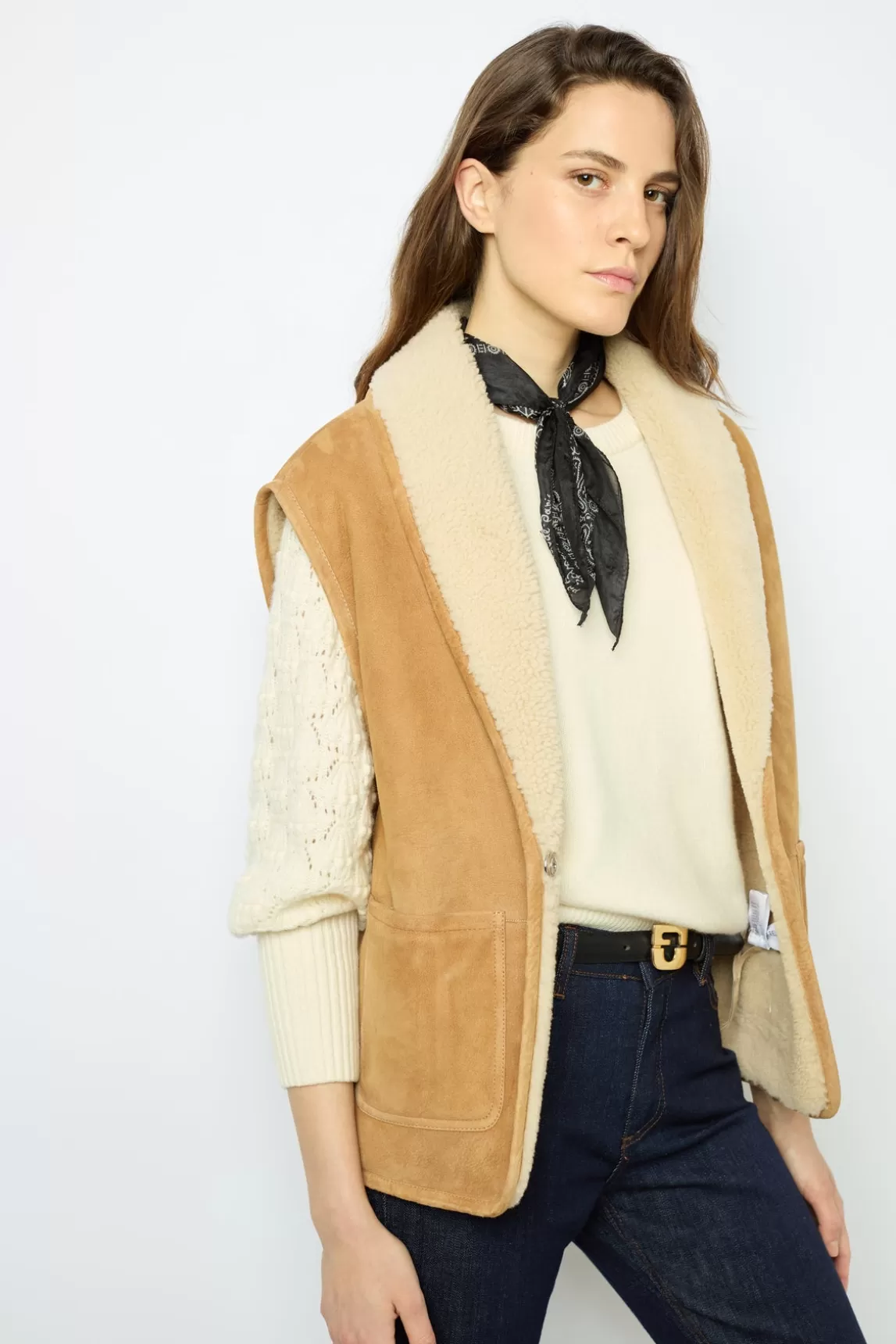 Outlet Gerard Darel Sleeveless shearling jacket - LYDIA Paille