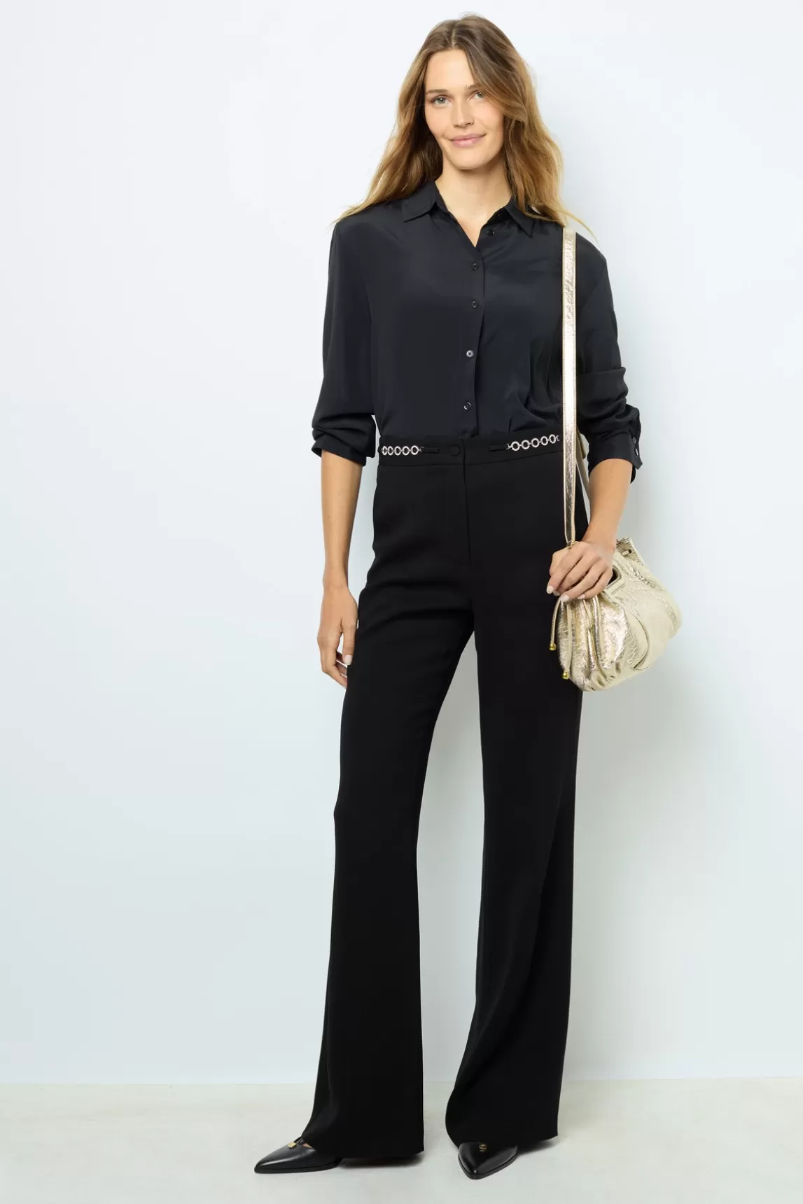 Best Gerard Darel Soft wide-leg pants with rhinestone - NUALA Noir