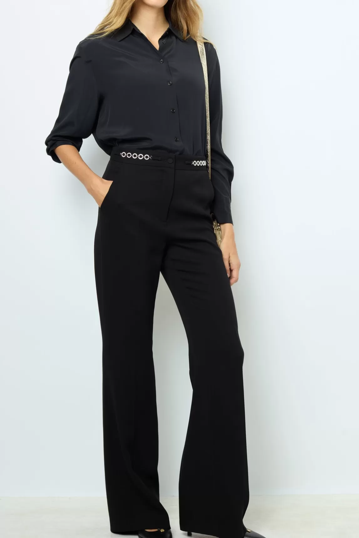 Best Gerard Darel Soft wide-leg pants with rhinestone - NUALA Noir