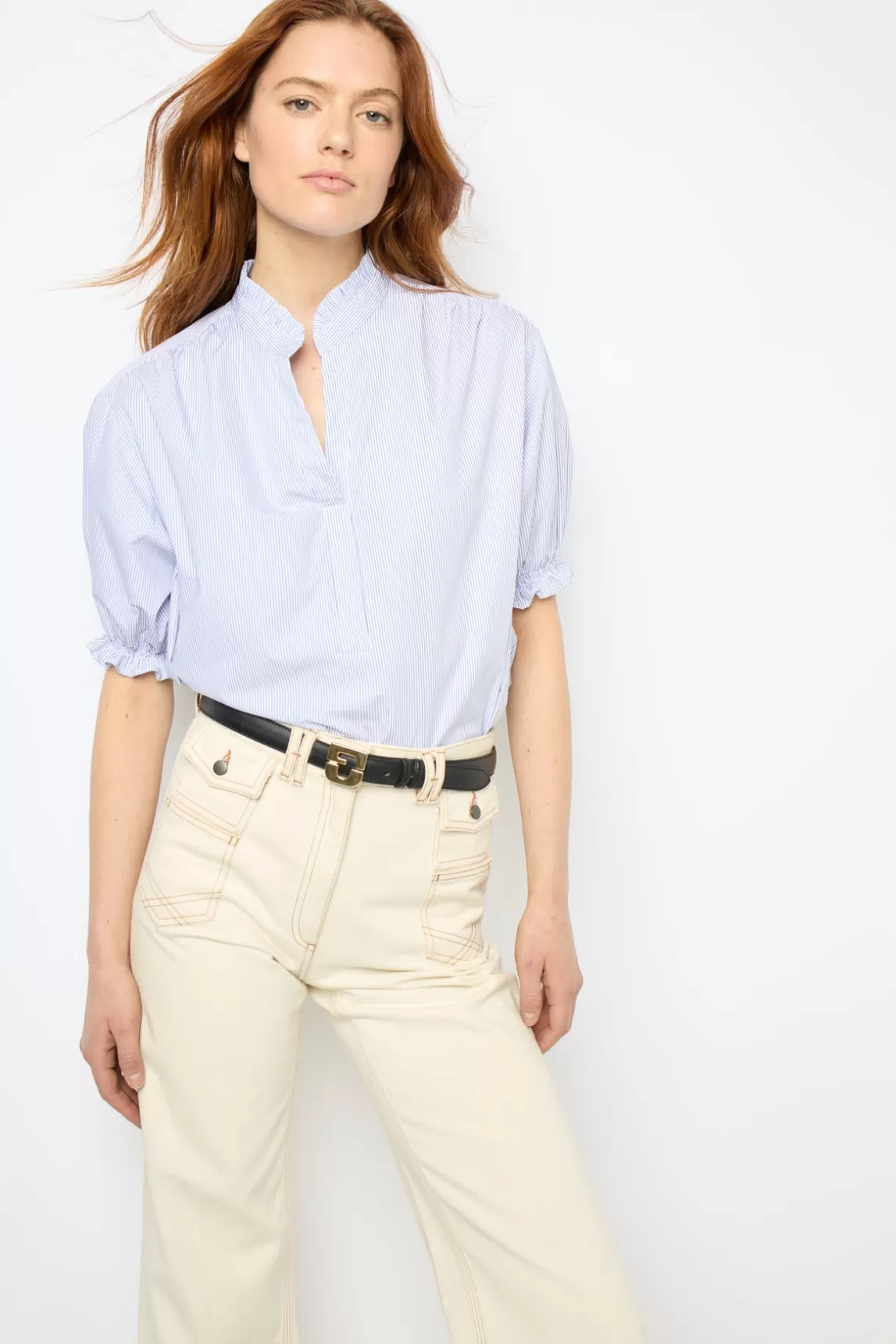 Cheap Gerard Darel Striped popelin blouse - BAO Bleuocean