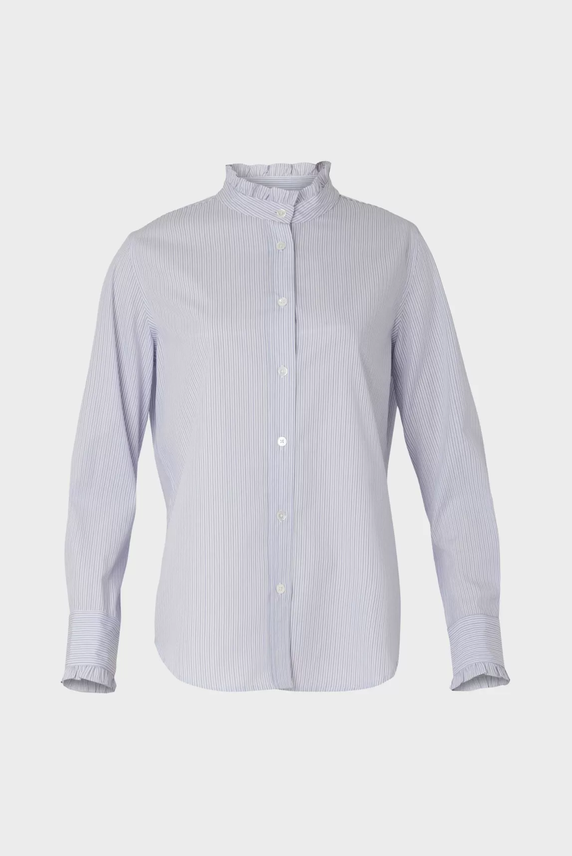 Shop Gerard Darel Striped poplin shirt with stand up collar - CALYPSO Skyblue