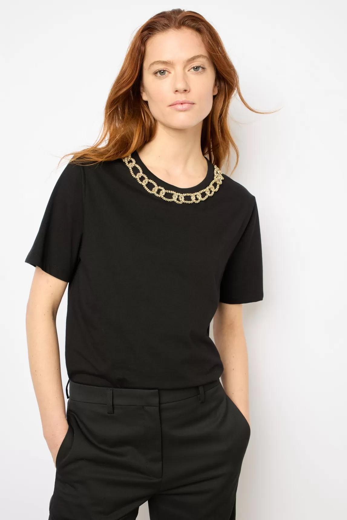 Hot Gerard Darel T-shirt with a chain - AGNES Noir