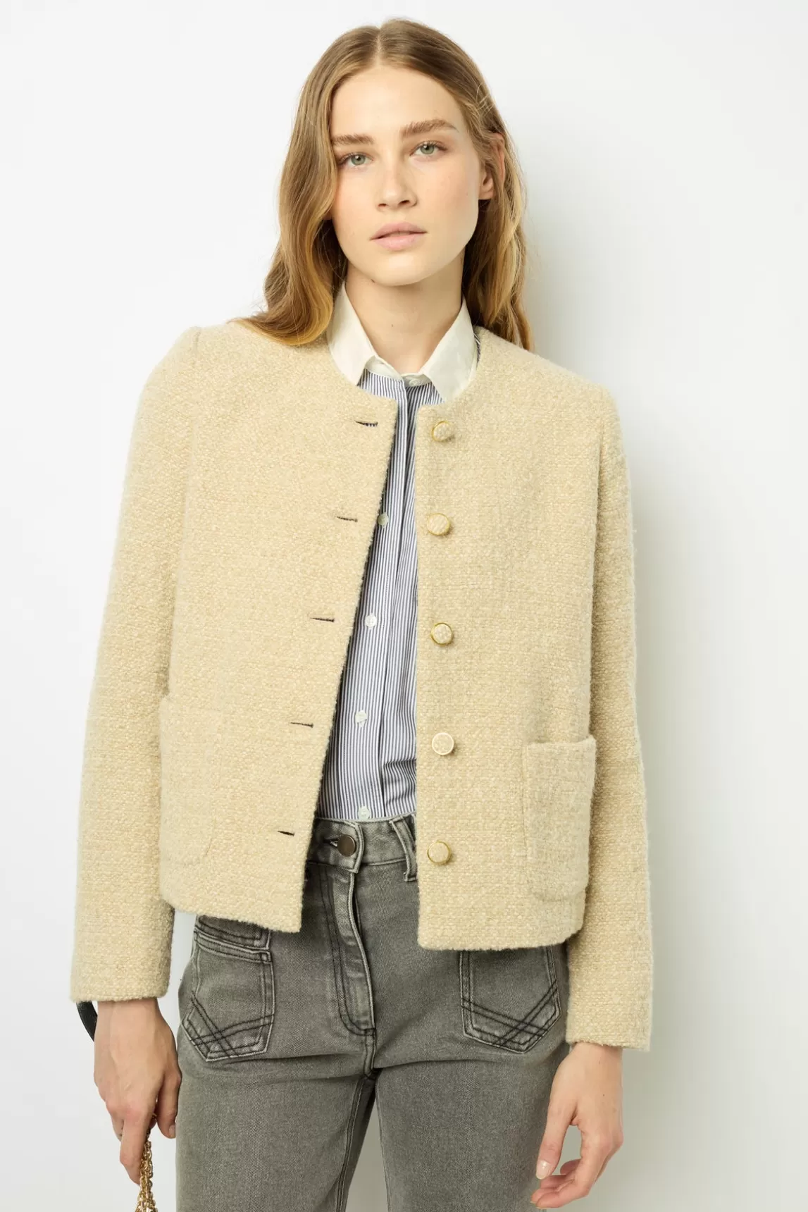 Sale Gerard Darel Tweed jacket with lurex - MALIA Sable