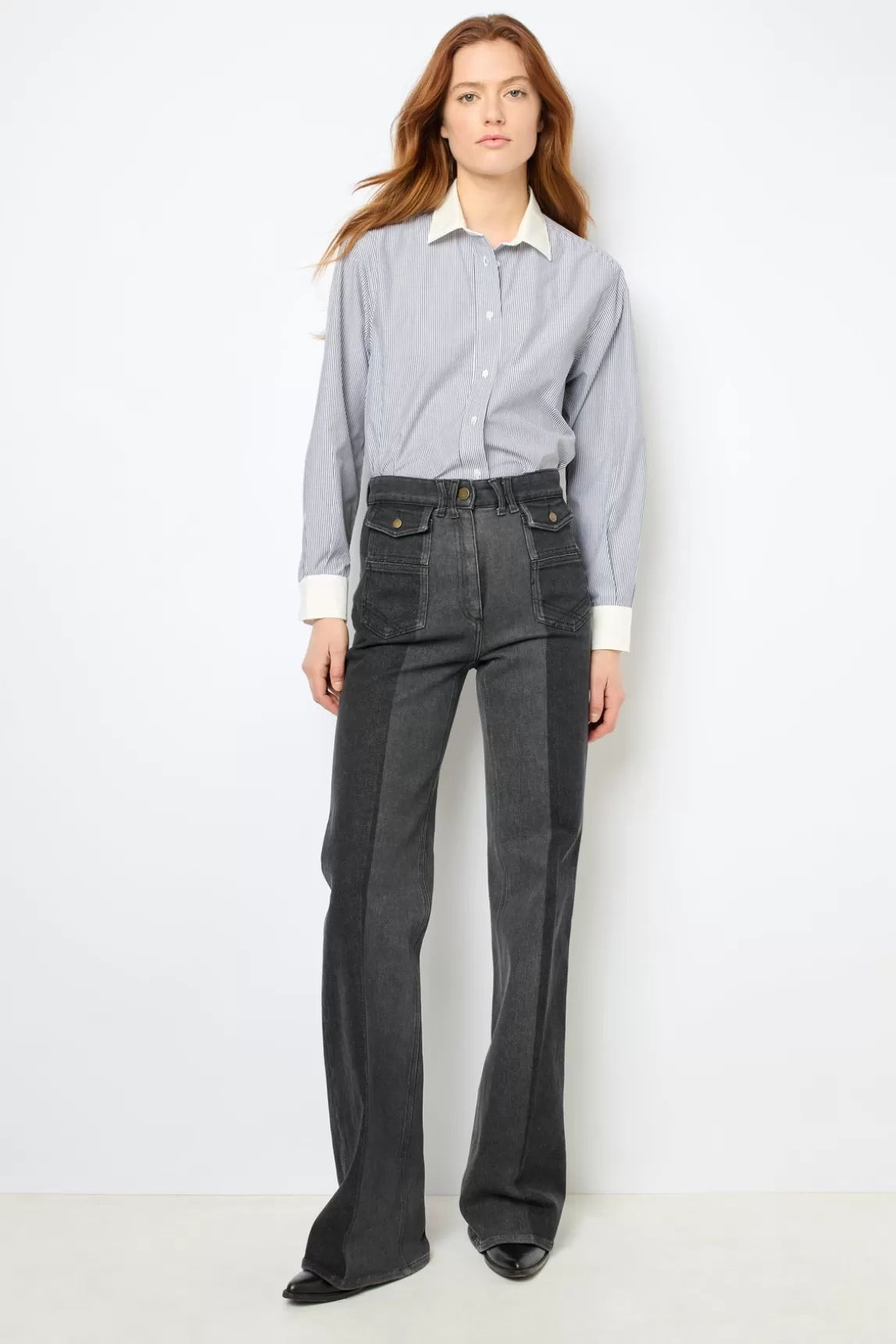 Cheap Gerard Darel Two-tone flared jeans - ANNA anthracite