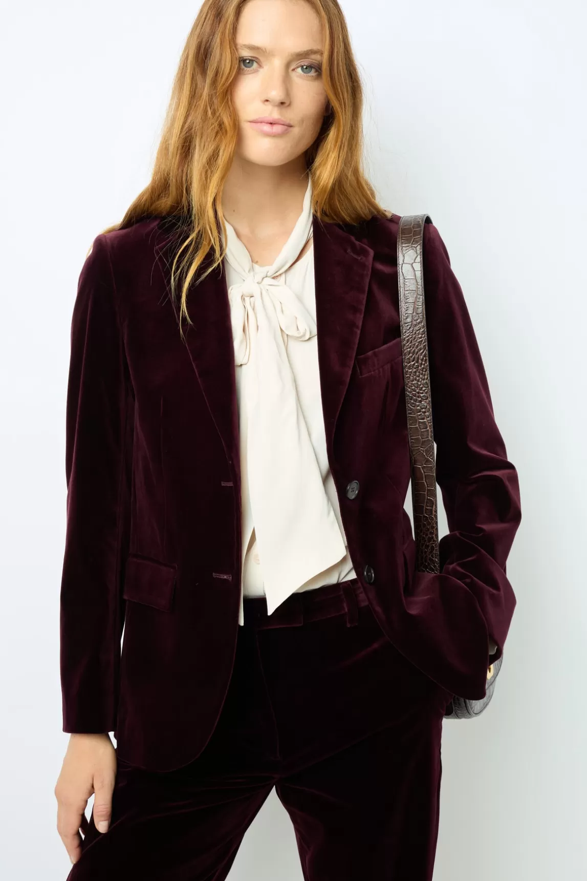 Best Sale Gerard Darel Velvet straight blazer - MAEVA Bordeaux