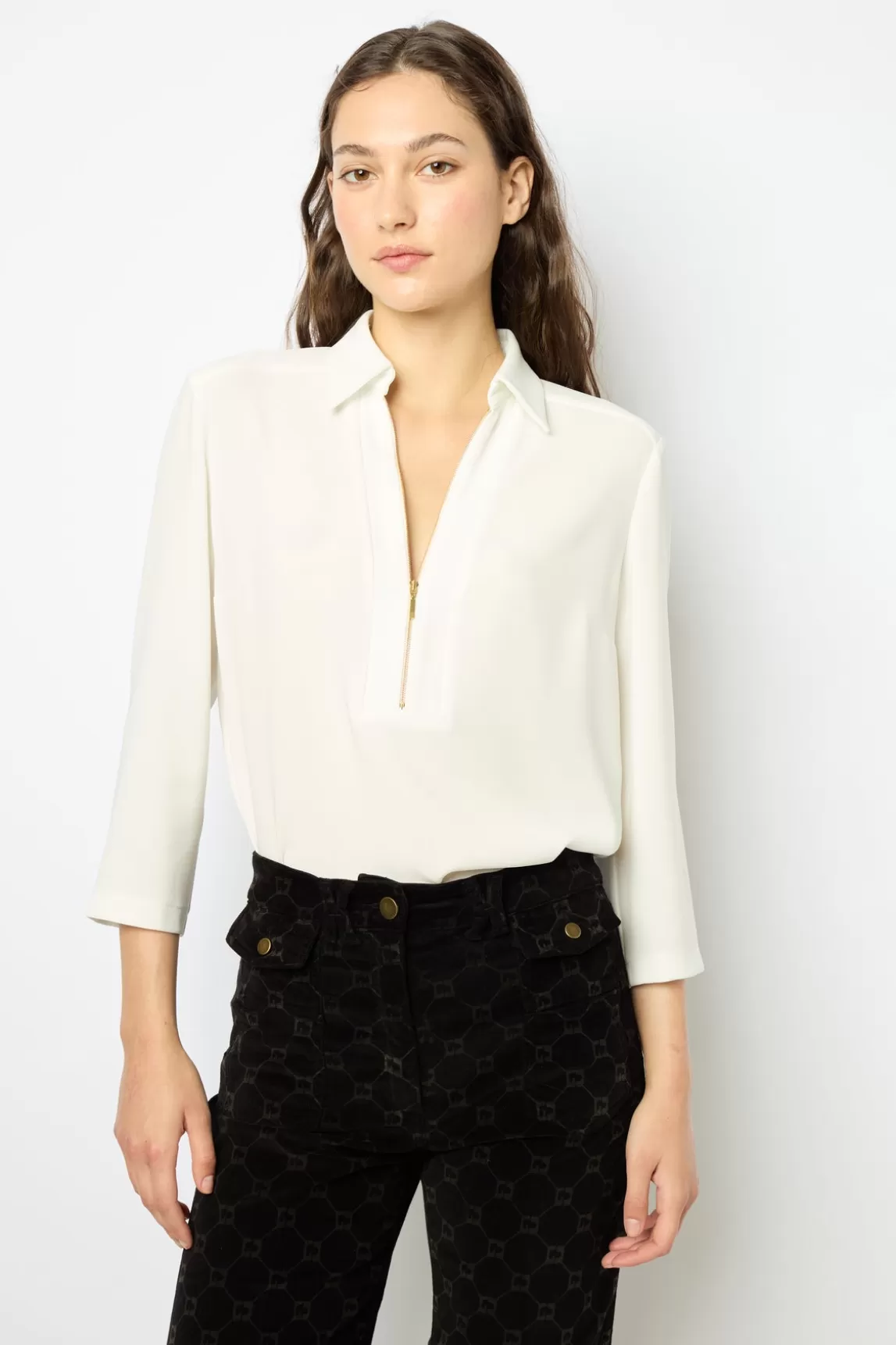 Outlet Gerard Darel Velvet straight blazer - MAEVA Ecru