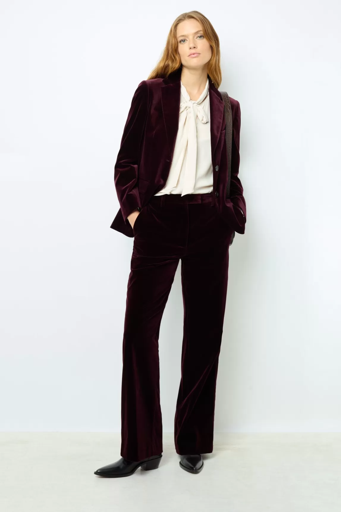 Best Sale Gerard Darel Velvet straight blazer - MAEVA Bordeaux