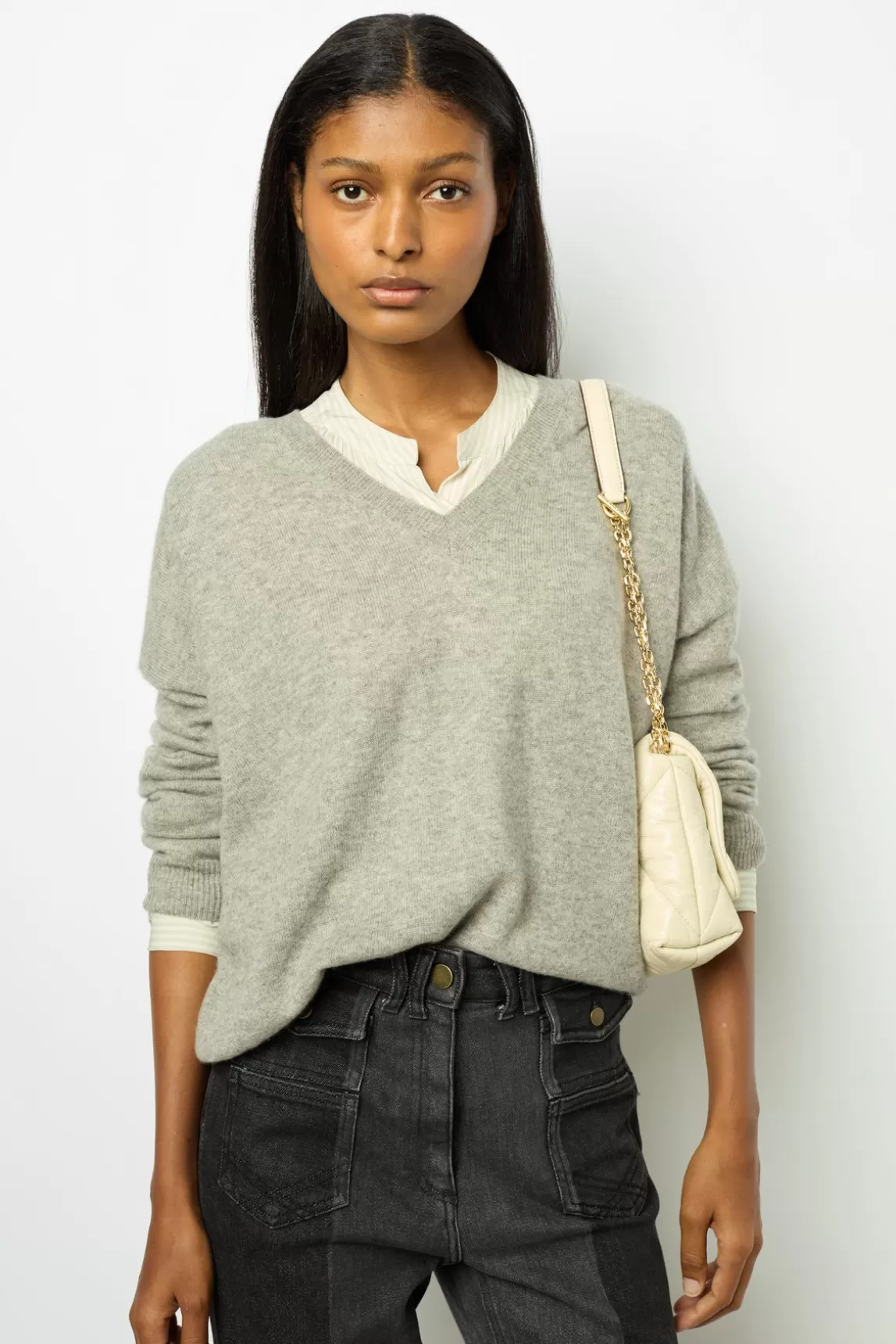 Discount Gerard Darel V-neck cashmere sweater - JANETTE GrisChiné