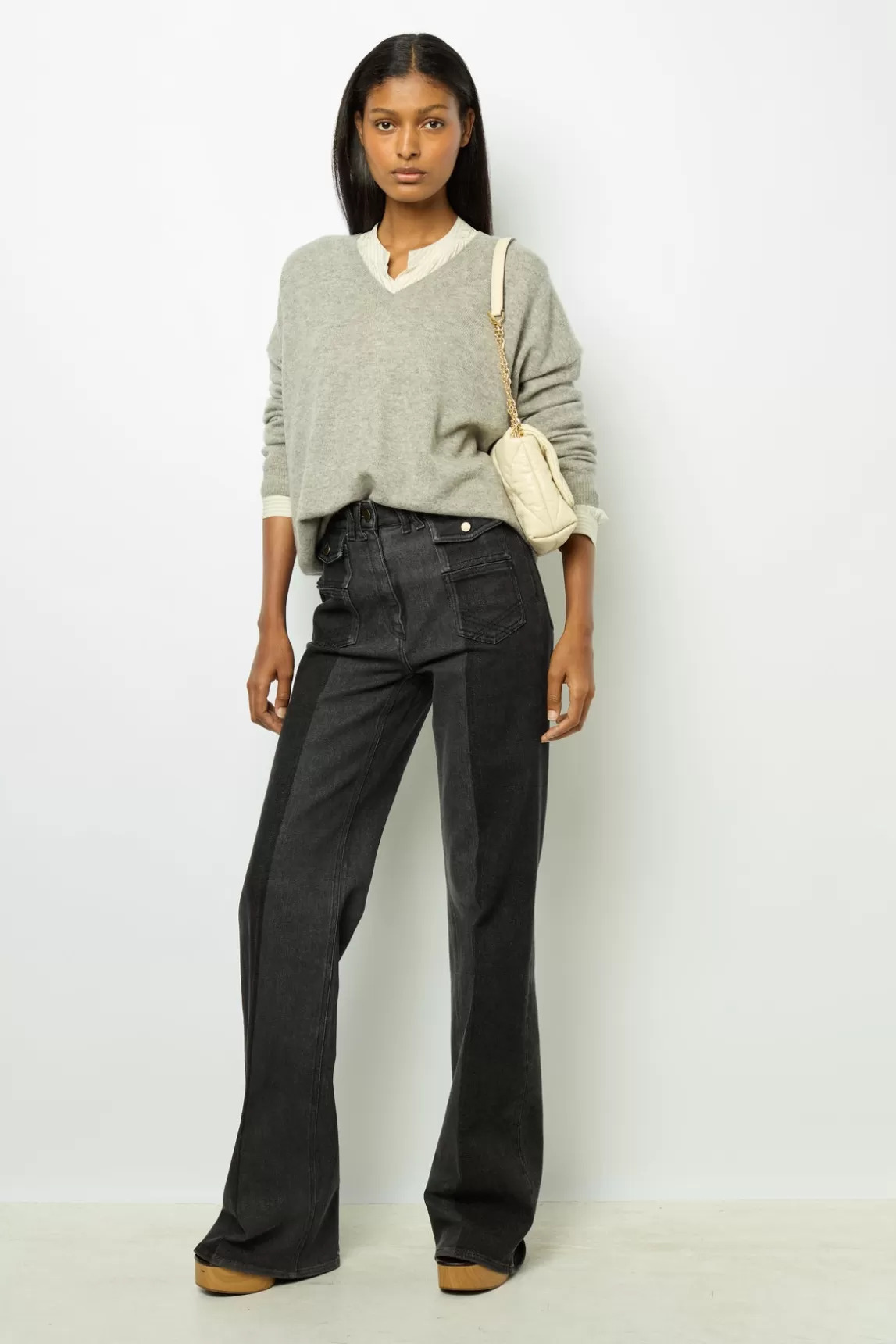 Discount Gerard Darel V-neck cashmere sweater - JANETTE GrisChiné