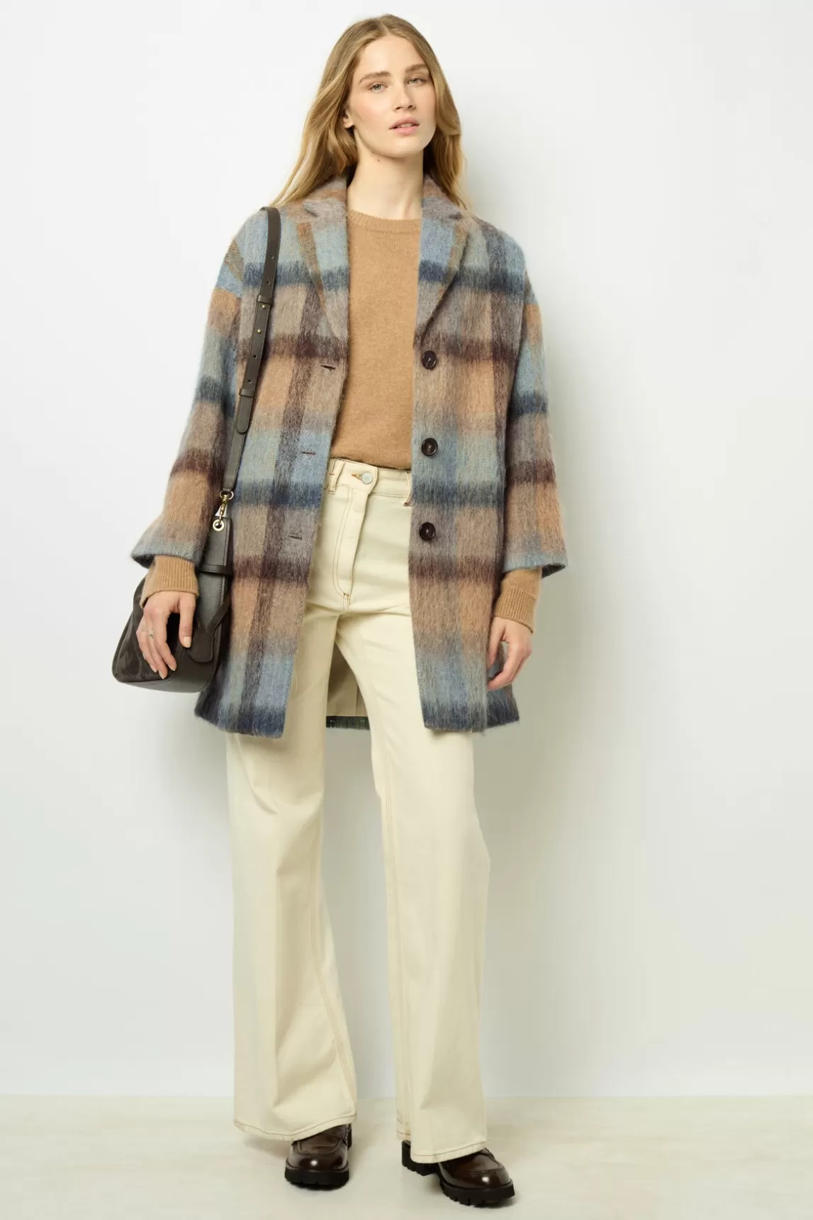 Store Gerard Darel Wide check coat - LEONILLE Ficelle