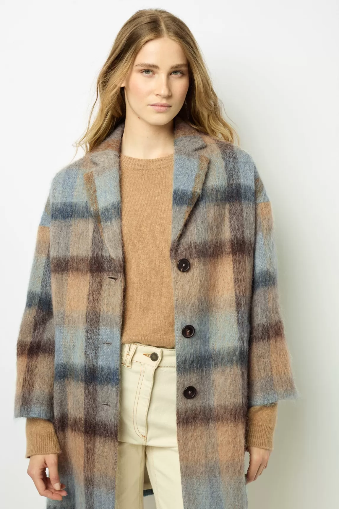 Store Gerard Darel Wide check coat - LEONILLE Ficelle