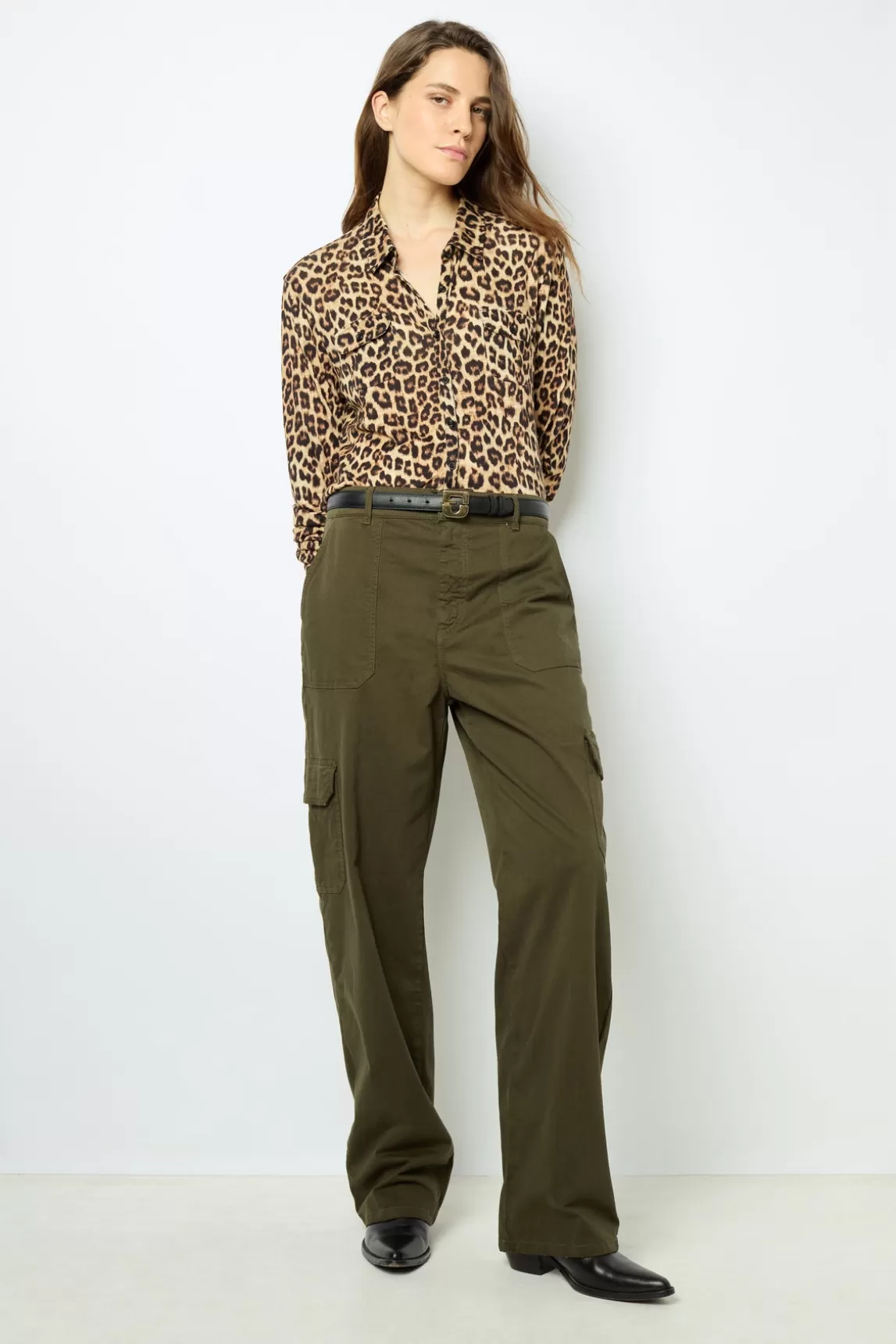 Outlet Gerard Darel Wide-leg cargo pants - NUMA VertKaki