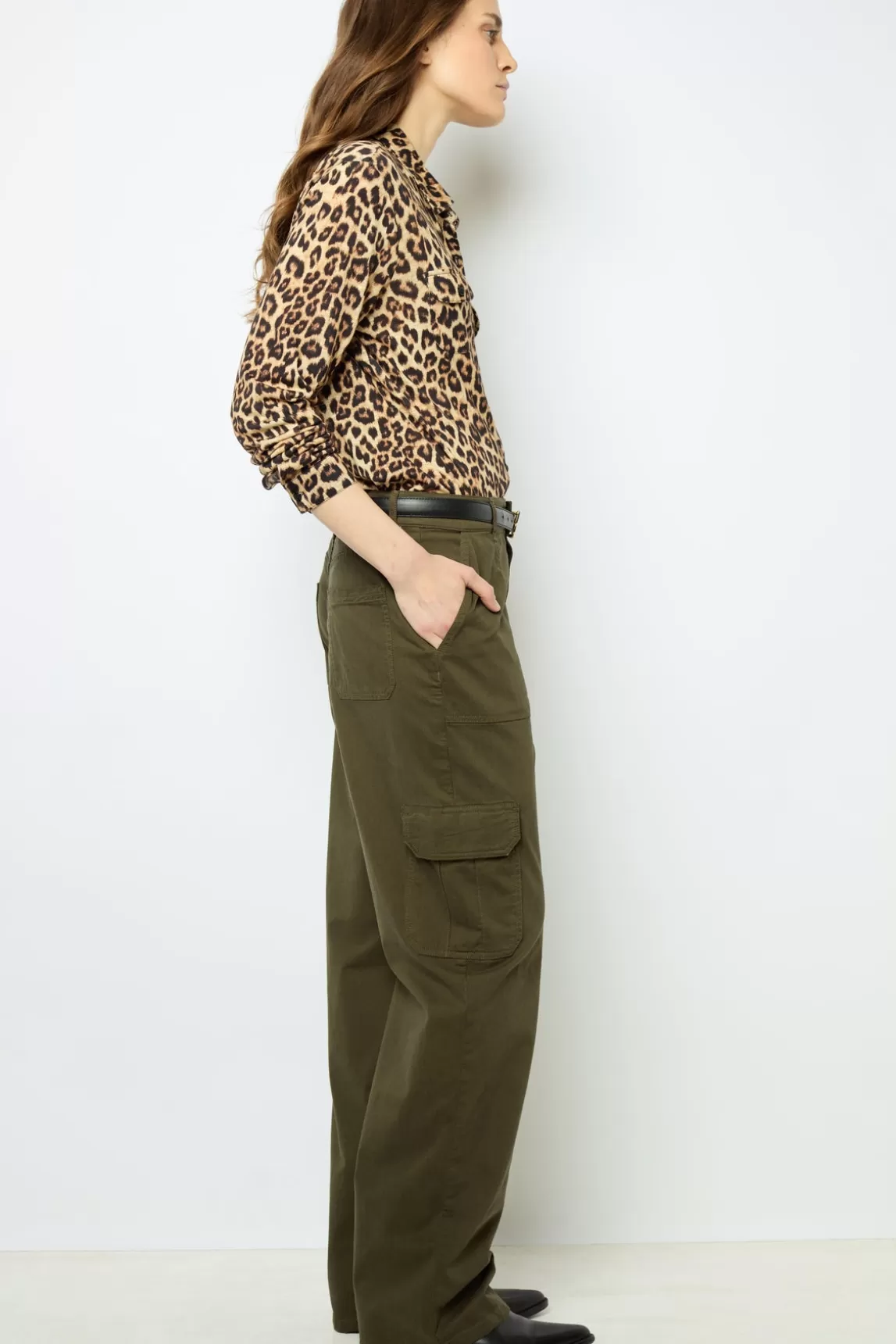 Outlet Gerard Darel Wide-leg cargo pants - NUMA VertKaki