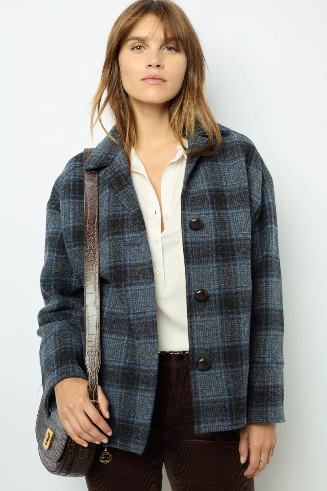 Shop Gerard Darel Wool check jacket - MAYSSANE Marine