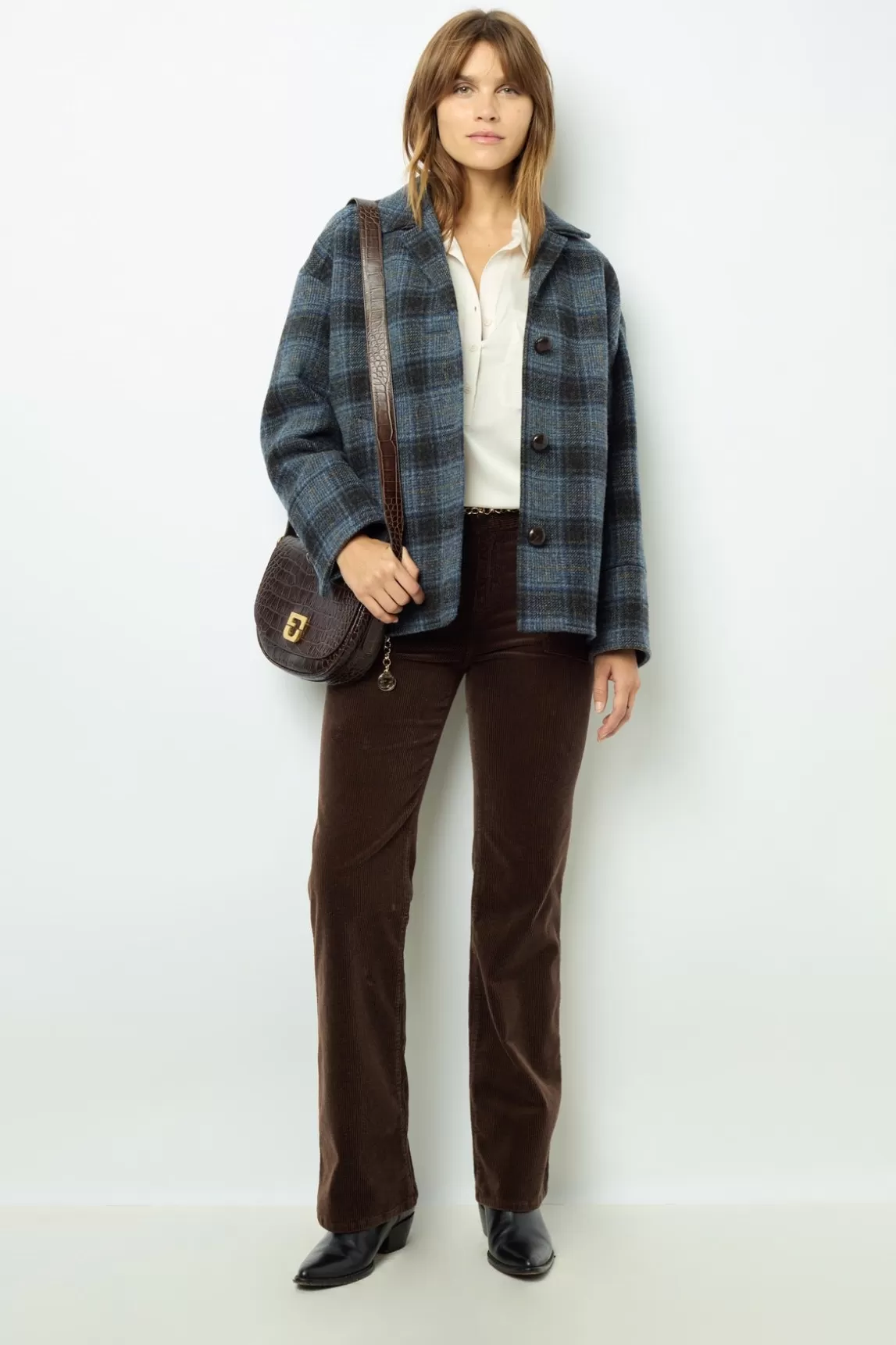 Shop Gerard Darel Wool check jacket - MAYSSANE Marine