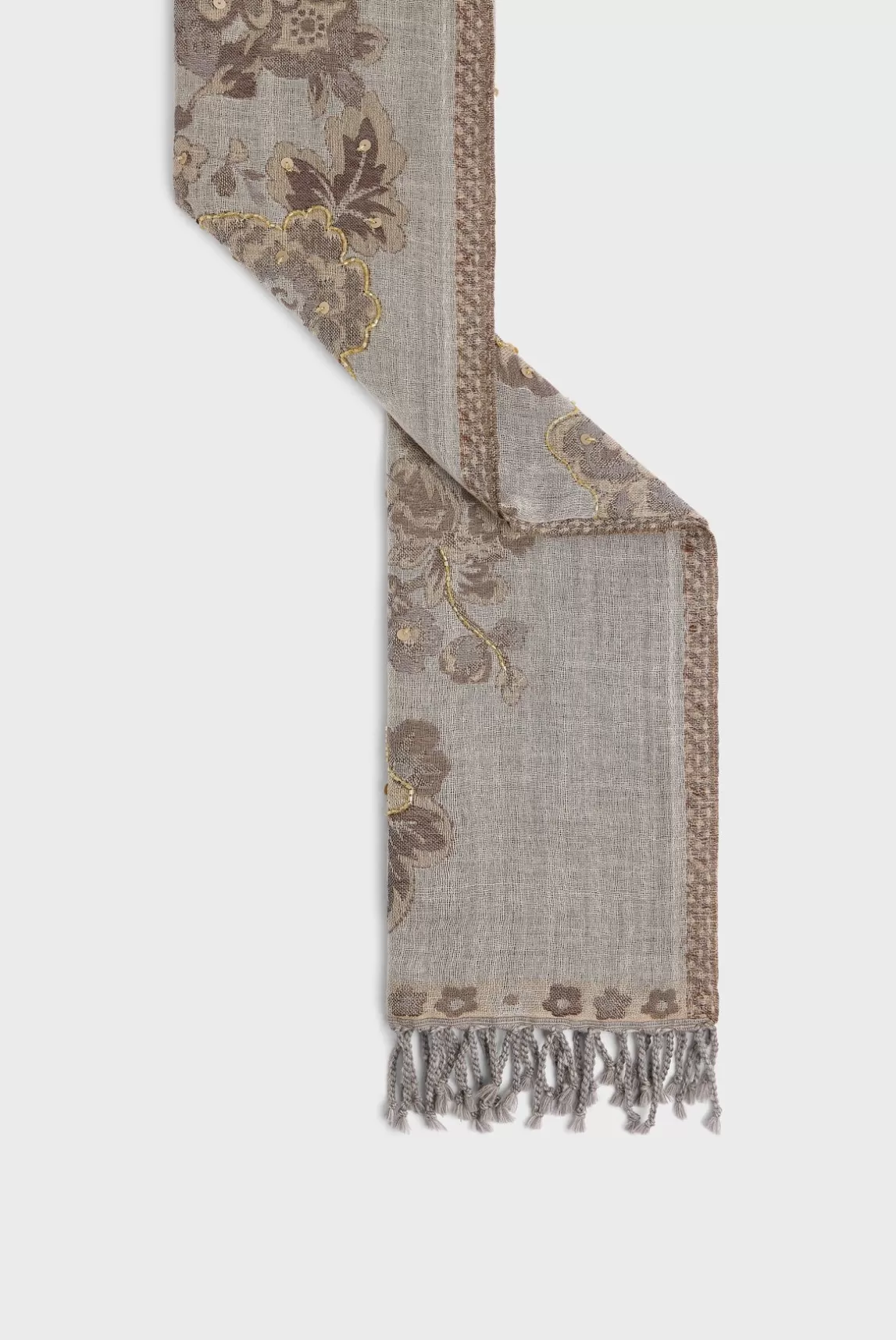 Shop Gerard Darel Wool scarf with large flower print - DORINE Sable