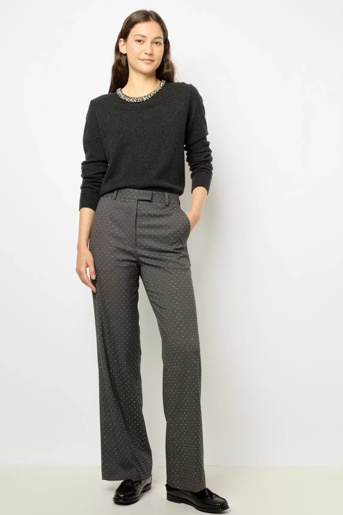 Discount Gerard Darel Wool sweater with jewel - JOCELYNE anthracite